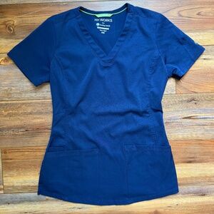 Healing Hands Scrub Top in Navy Blue